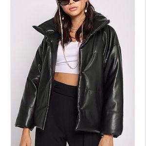 NWT Sans Souci PU Leather Bomber Jacket
